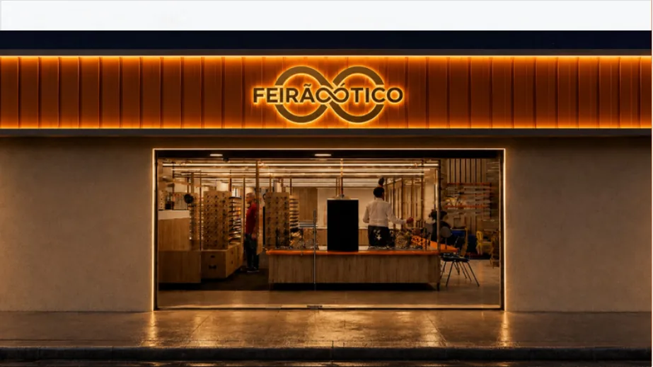 Fachada moderna da franquia Feirão Ótico